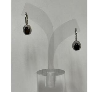 JCL Sterling Silver Black Ethiopian Opal Drop Earrings #63862